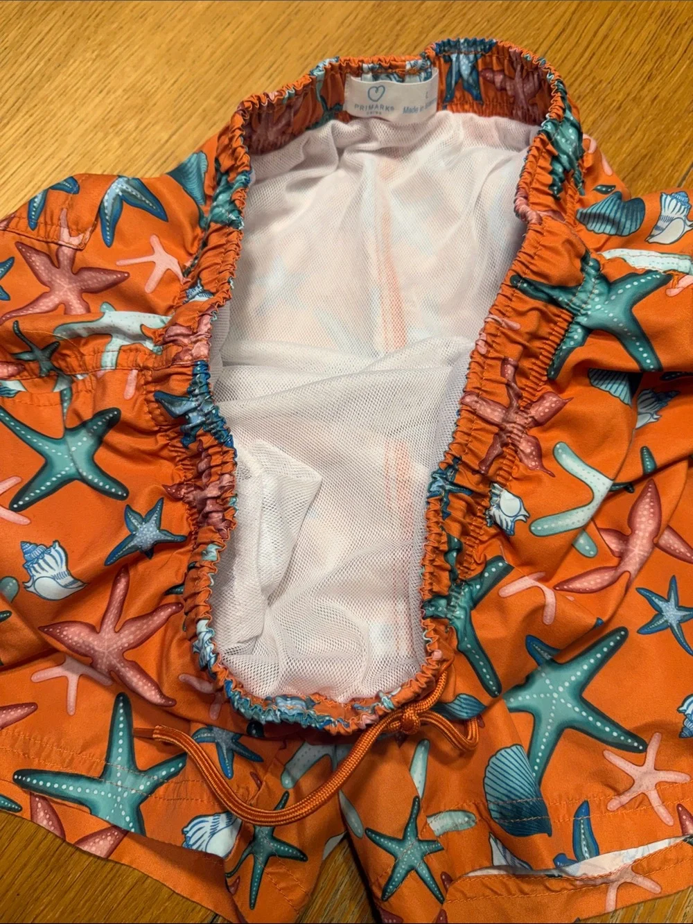 Primark Orange Starfish & Shell Print Men’s Swim Trunks